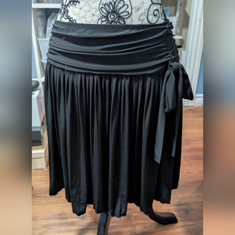 George Black A-Line Skirt with Tie Detail